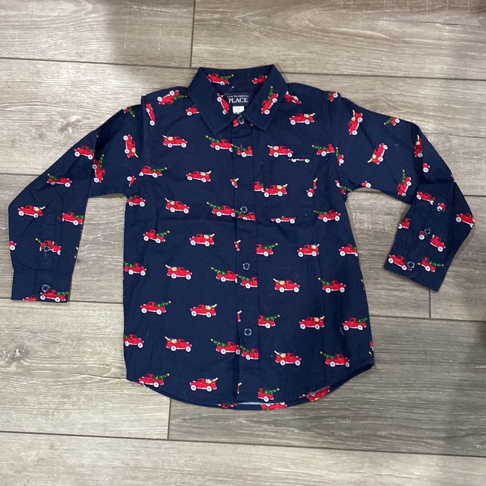 NWOT! The Children’s Place Christmas Truck Poplin Button Up Shirt - Tidal